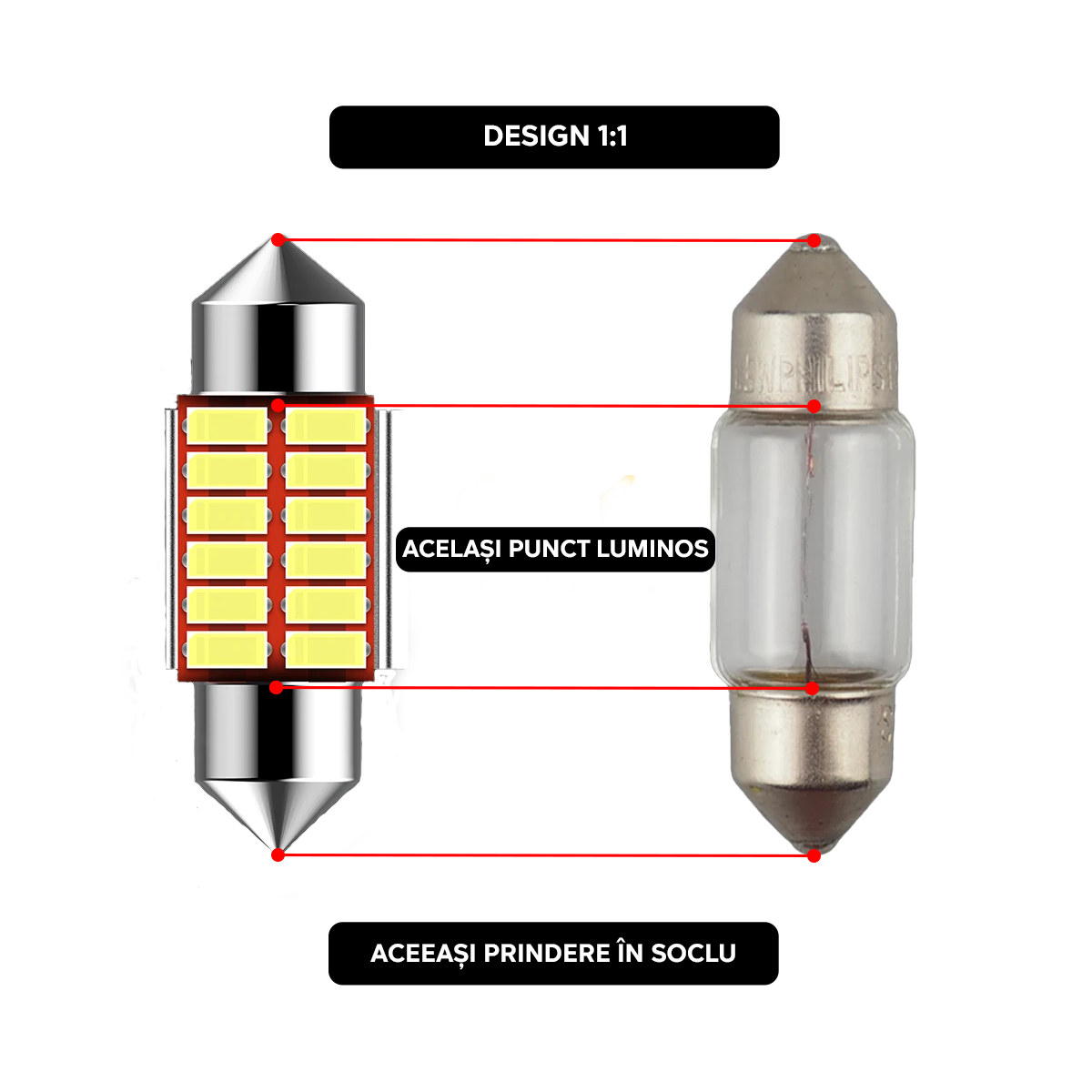 LED C5W LUSMAR™ Festoon - 31, 36, 39, 41 mm 300 lm, Canbus - senza errori