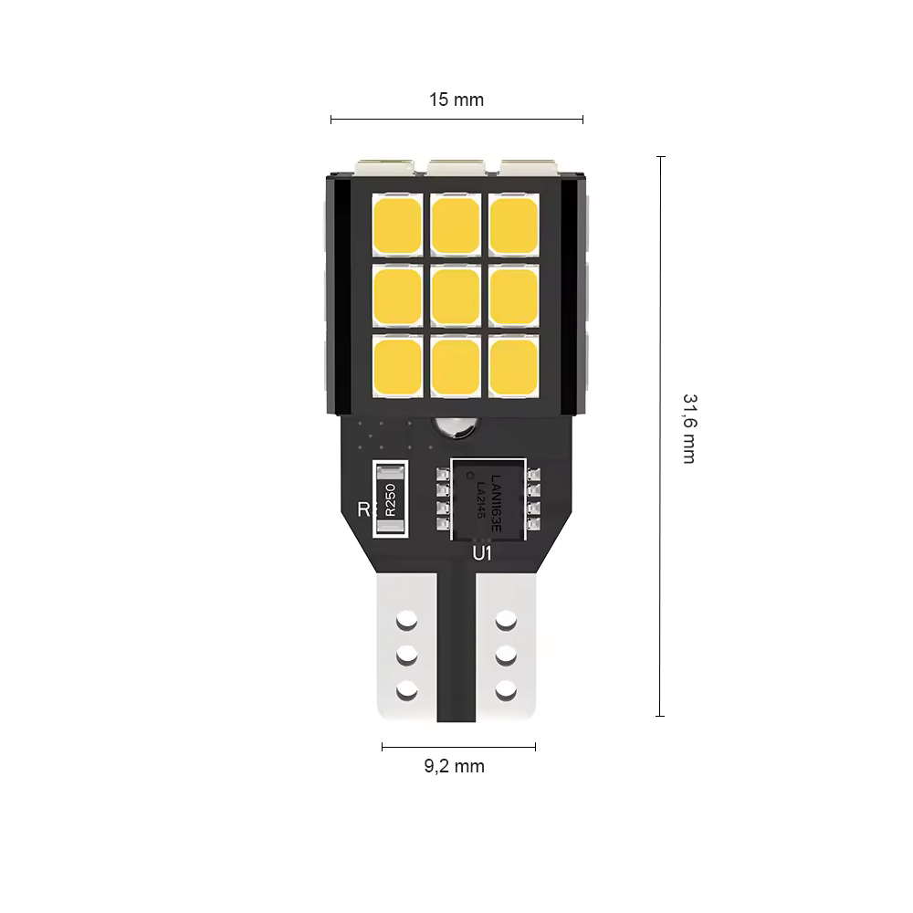 Set di 2 lampadine LED T15 W16W WY16W LUSMAR™ 1100 lm, Canbus - senza errori