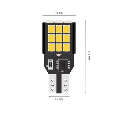 Set di 2 lampadine LED T15 W16W WY16W LUSMAR™ 1100 lm, Canbus - senza errori 