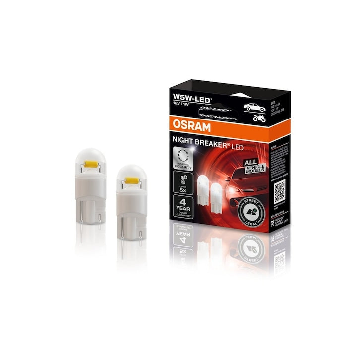 Kit 2x lampadine LED T10 W5W Osram Night Breaker 100 lumen